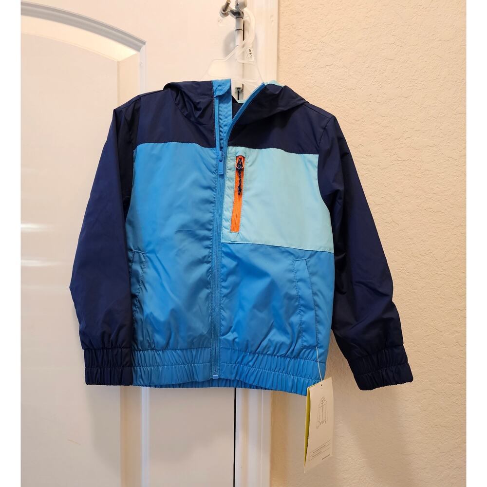 Boys Soft Shell Jacket- All In Motion Size XS (4/5) Blue/G88381 Windbreaker